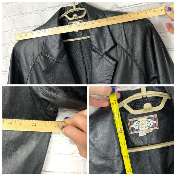VINTAGE |•PARIS SPORT CLUB•| Long Black Leather Jacket/Coat Duster Size XL - Picture 12 of 16